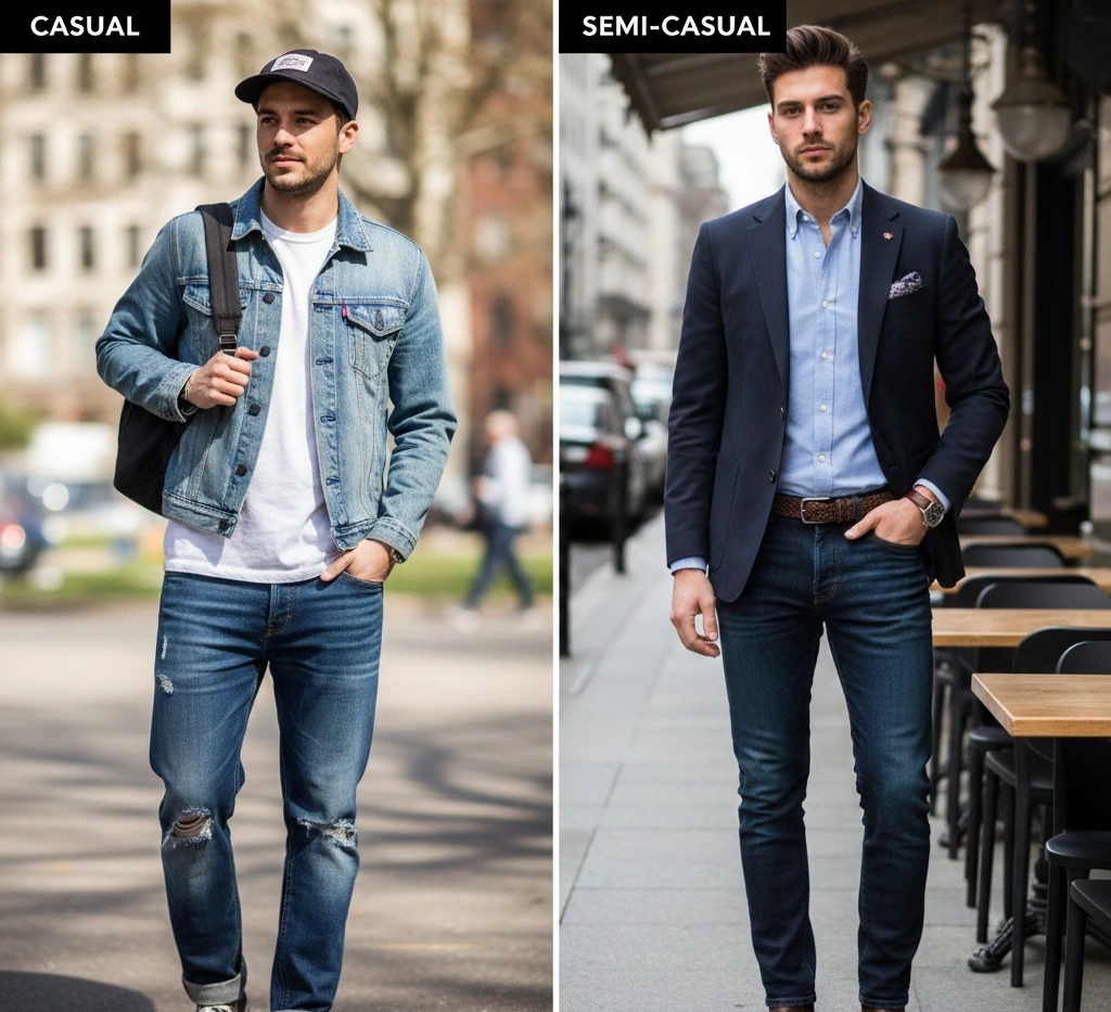 Different combination of casual jeans for men