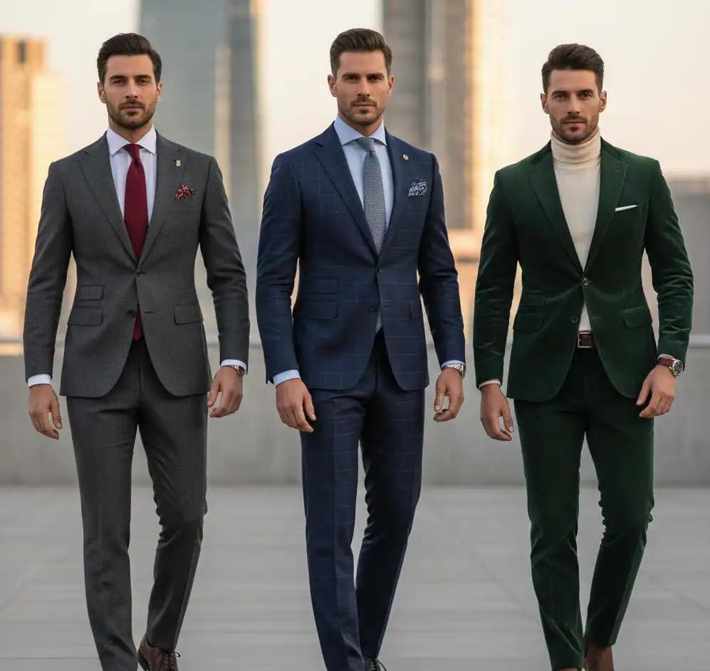 Beautiful ties wearing of slim fit suits for men
