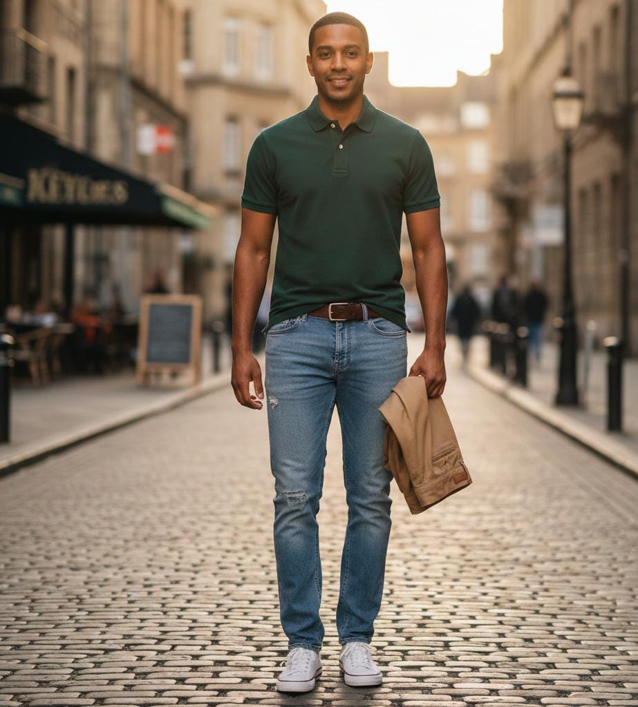 Man is wearing Polo shirts for men in the street