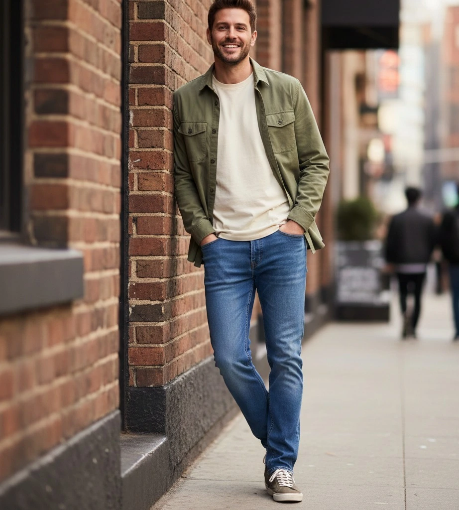 Wearing casual jeans for men at Street