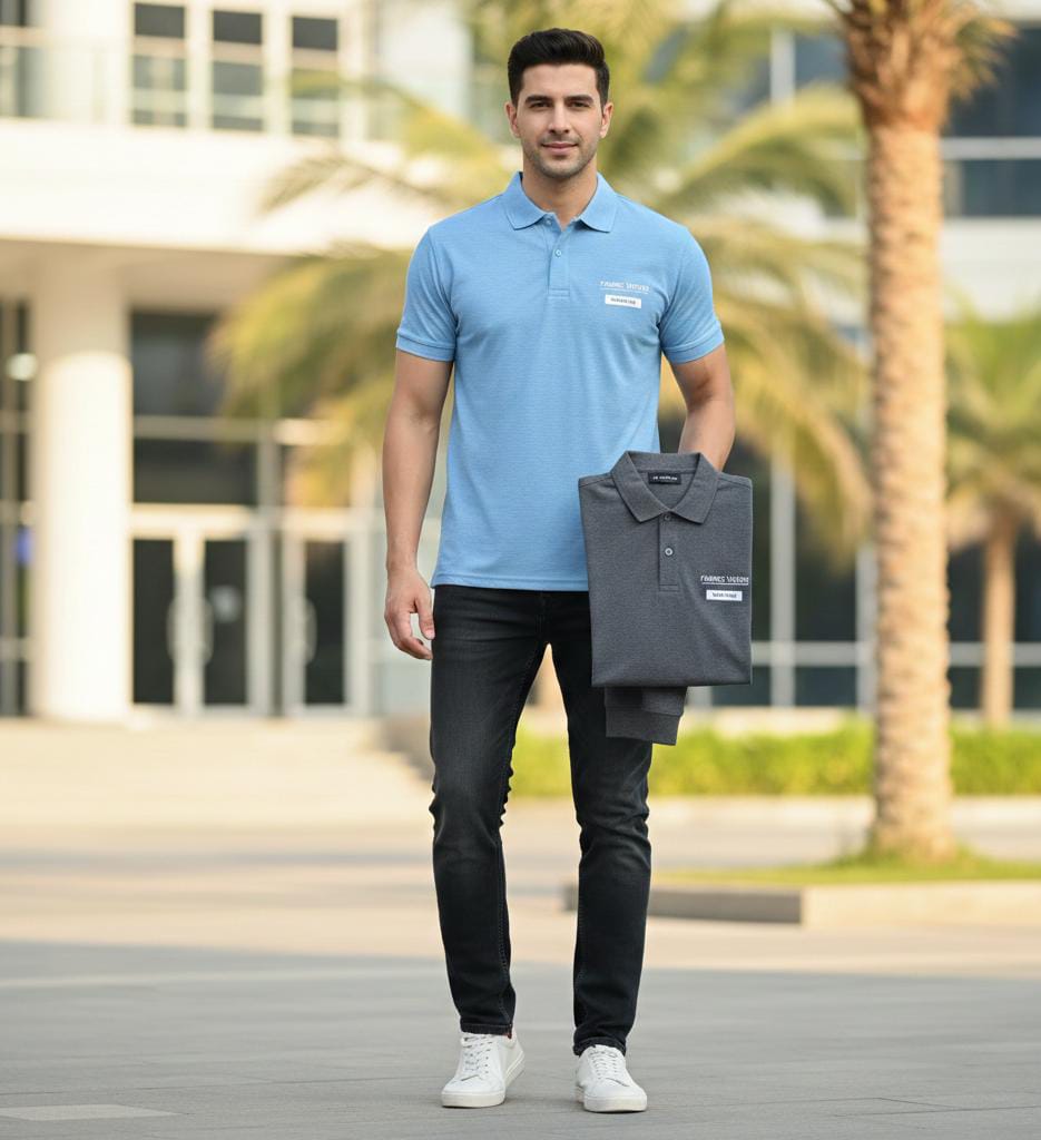 Men is wearing Polo shirts and showing