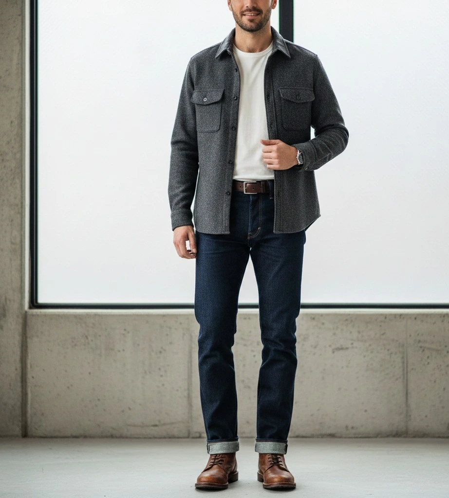 Showing accessories of casual jeans for men