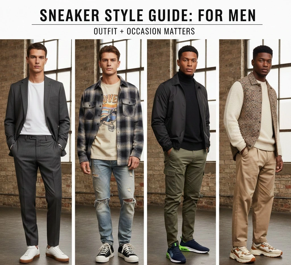 Boys are wearing colors combination of sneaker outfits for men