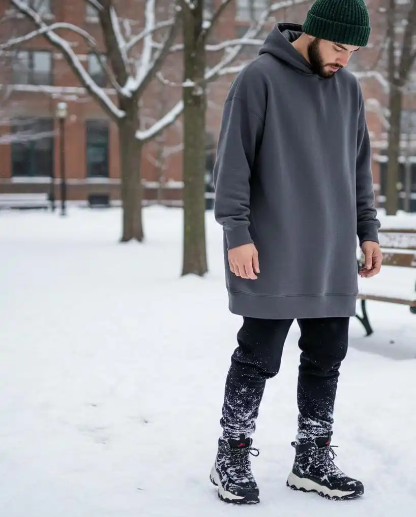 Winter  sneaker outfits for men.