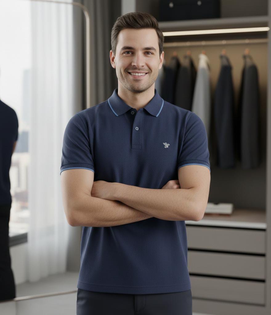 Man is is wearing Polo shirts