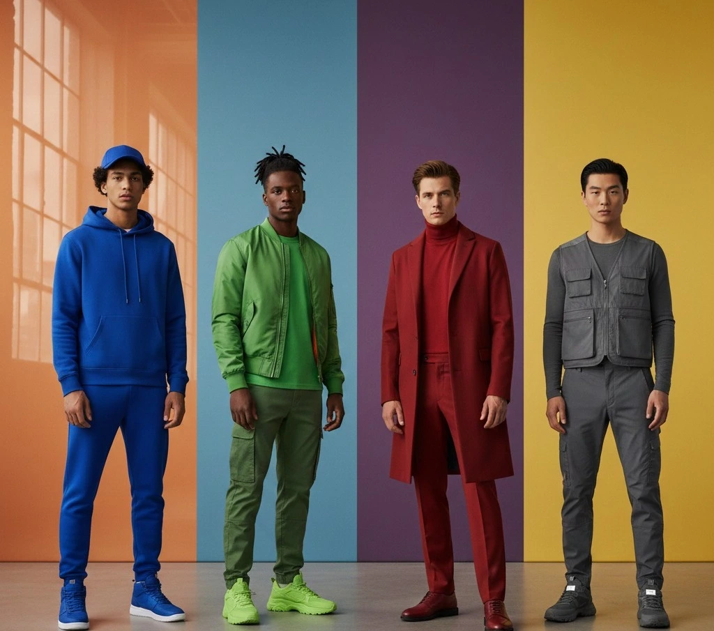 Boys are wearing colors combination sneaker outfits for men.