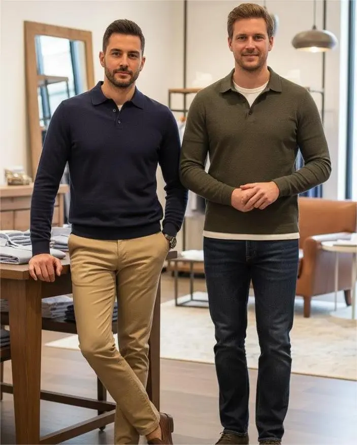 two friends are together on birthday outfits for men.