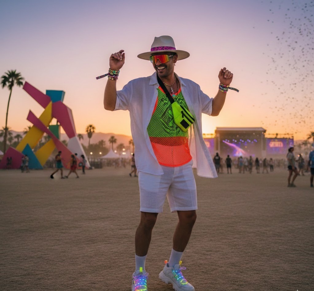 Coachella outfits for men in people gathering