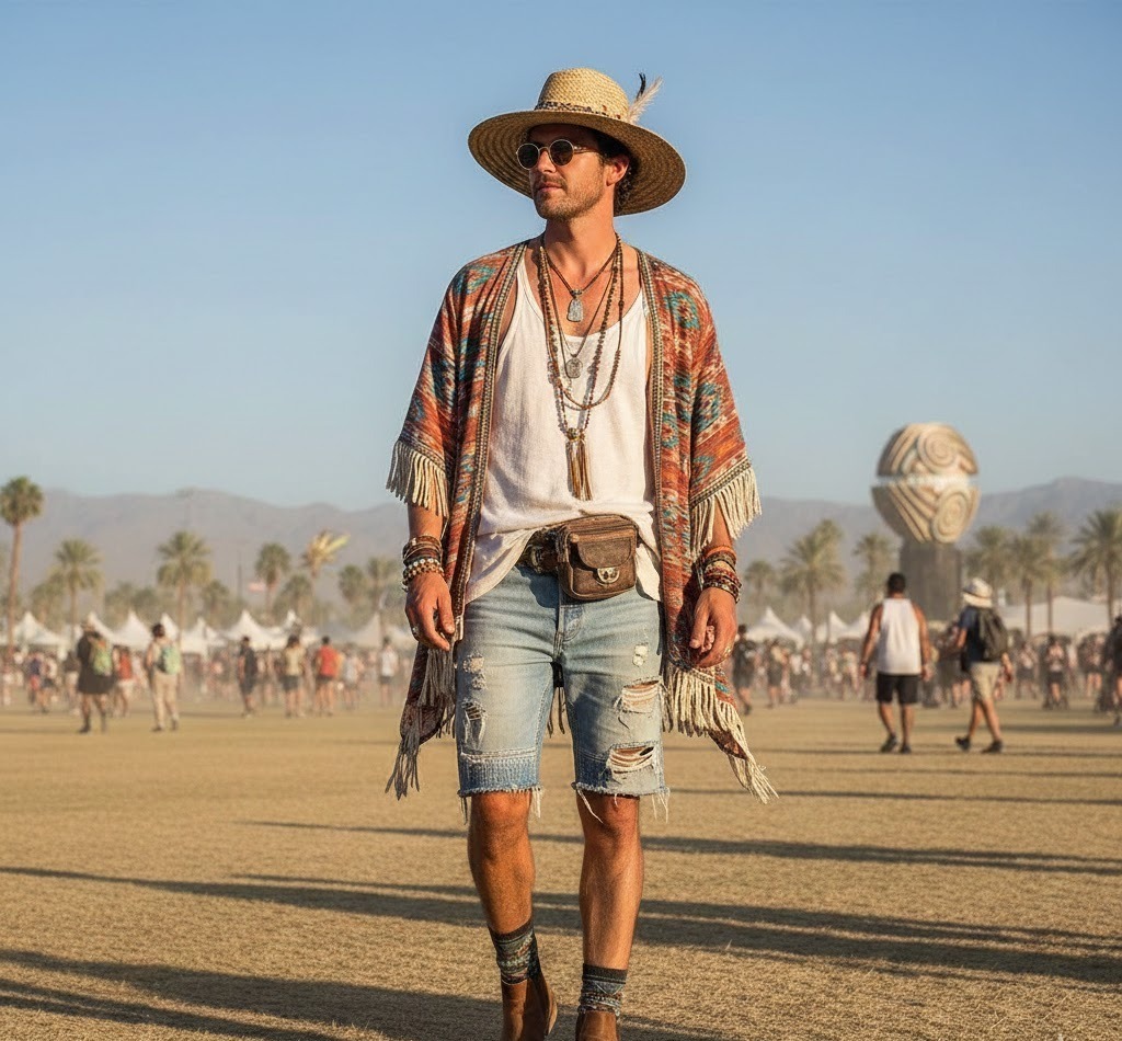 Coachella outfits for men with beautiful view